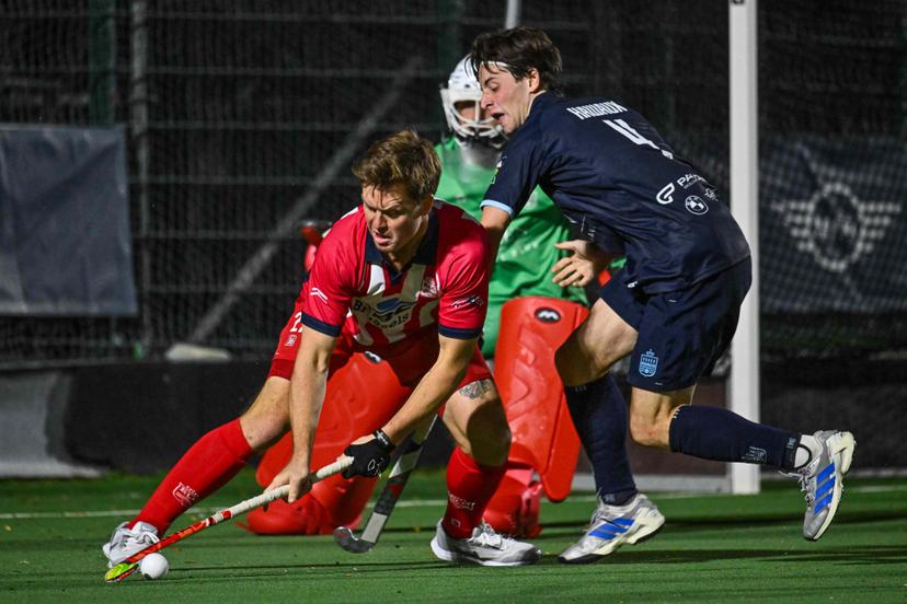 Leopold's Tom Boon celebrate after scoring during a hockey game between Royal Oree and Leopold, Friday 25 September 2026 in Brussels, on day 2 of the Belgian first division hockey championship.  BELGA PHOTO EMILE WINDAL