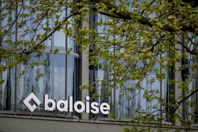A photo shows the logo of Swiss insurance group Baloise Holding AG in Basel, on April 15, 2026.  Fabrice COFFRINI / AFP