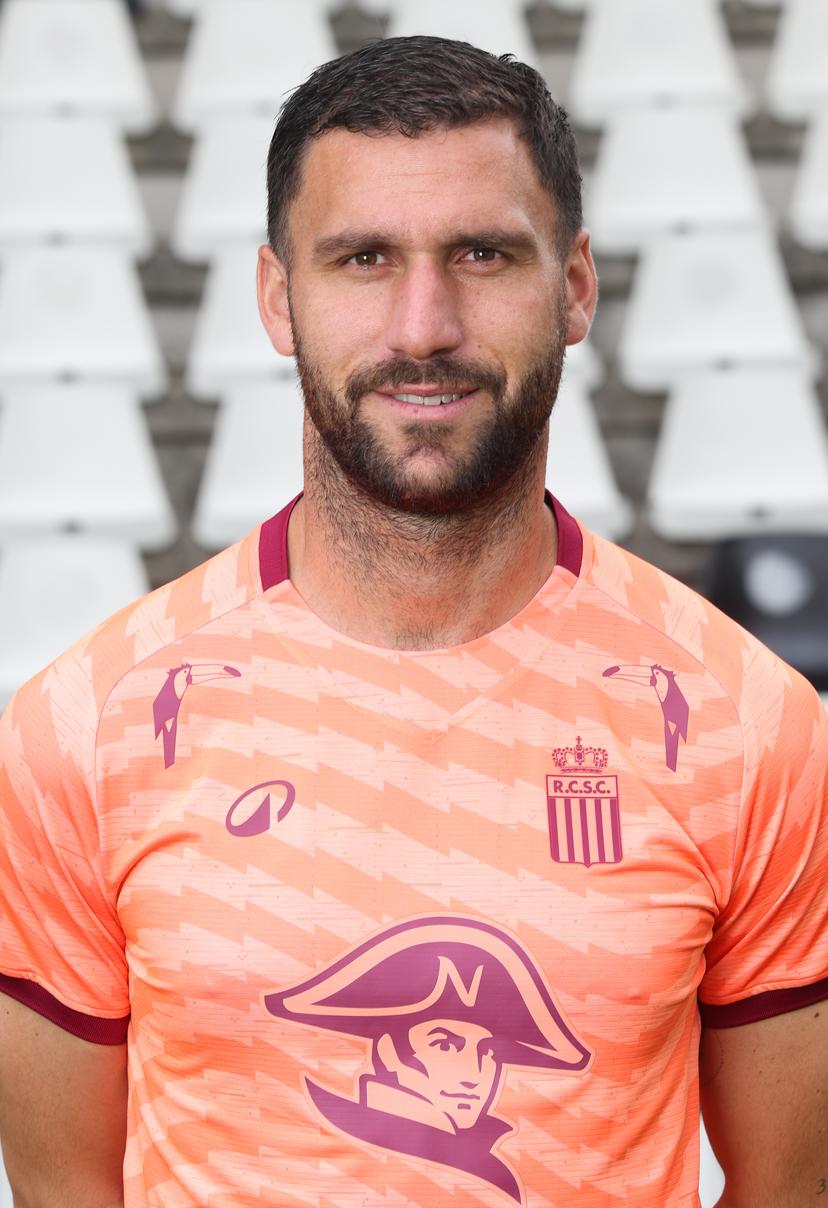 Charleroi's Mehdi Boukamir poses for a portrait picture at the 2025-2026 season photoshoot of Belgian Jupiler Pro League team Sporting Charleroi, Monday 21 July 2025 in Charleroi. BELGA PHOTO VIRGINIE LEFOUR