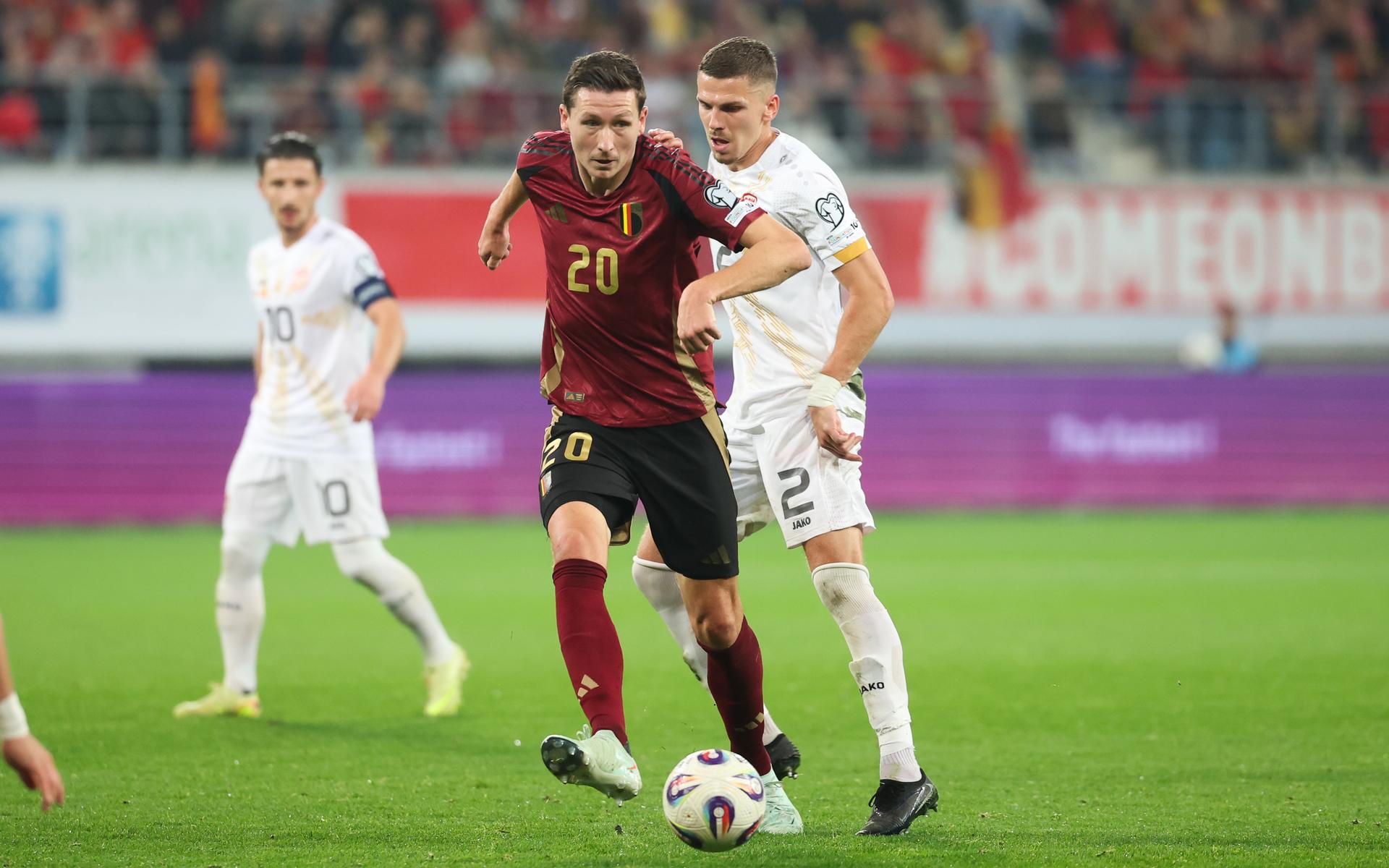Belgium's Hans Vanaken pictured in action during a soccer game between Belgian national team Red Devils and North Macedonia, Friday 10 October 2025 in Gent, qualification game 5/8 for the World Cup 2026. BELGA PHOTO VIRGINIE LEFOUR