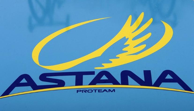 The logo of Kazakhstan's Astana Pro cycling team is pictured before the start of the first stage of the 73rd edition of the Paris-Nice cycling race, between Saint-Remy-les-Chevreuse and Contres, on March 9, 2015, in Saint-Remy-les-Chevreuse, in the western suburbs of Paris. The UCI world cycling federation called on February 27, 2015 for the withdrawal of the racing licence for the Astana team of Tour de France winner Vincenzo Nibali over doping accusations.  AFP PHOTO / LIONEL BONAVENTURE  Lionel BONAVENTURE / AFP