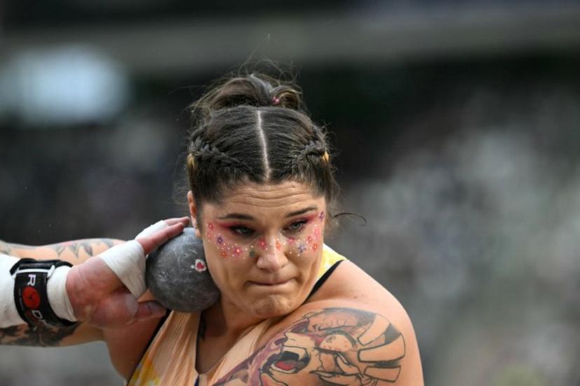 US' Chase Jackson competes in the women's Shot Put during the World Athletics Diamond League athletics meeting at the King Baudouin Stadium in Brussels, on September 4, 2026.  NICOLAS TUCAT / AFP