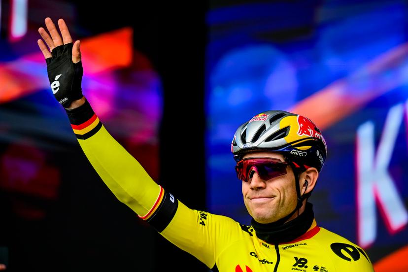 Belgian Wout van Aert of Team Visma-Lease a Bike pictured at the start of the 'E3 Saxo Bank Classic' one day cycling race, 208,8 km from and to Harelbeke, on Friday 28 March 2025. BELGA PHOTO DIRK WAEM