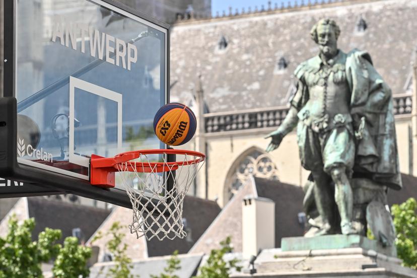 Illustration shows a preview at the upcoming FIBA 3x3 Basket World Cup 2022, in Antwerp, Monday 20 June 2022. The FIBA 3x3 Basket World Cup 2022 will take place from 21 to 26 June in Antwerp. BELGA PHOTO DIRK WAEM