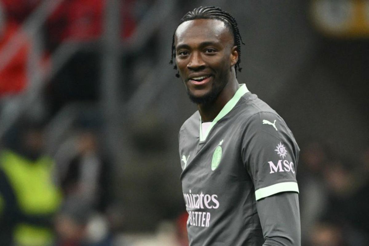 AC Milan's English forward #90 Tammy Abraham reacts during the UEFA Champions League football match between AC Milan and Red Star Belgrade (Crvena zvezda) at San Siro stadium in Milan, on December 11, 2024.  Alberto PIZZOLI / AFP