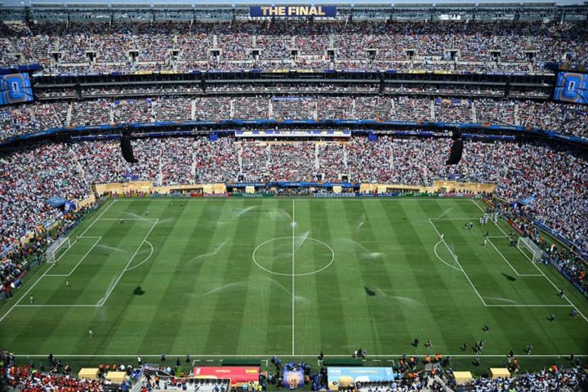 A general view of spectators in the stands ahead of the 2026 World Cup football tournament final match between Spain and Argentina at the New York/New Jersey Stadium in East Rutherford on July 19, 2026.   MAURO PIMENTEL / AFP
