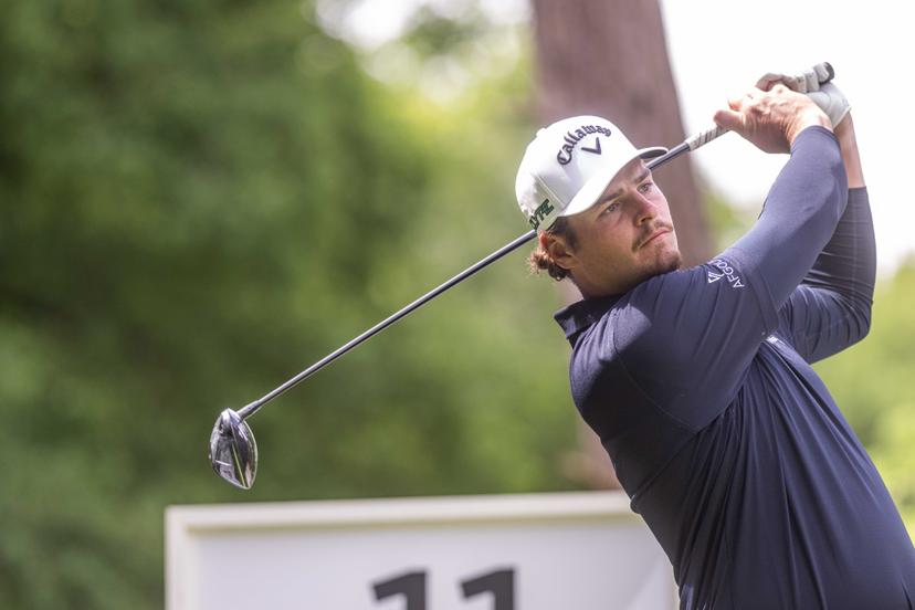 Belgian Nathan Cossement pictured in action during the 2025 Soudal Open DP World Tour golf tournament, in Schilde, Wednesday 21 May 2025. From May 22 to 25, Rinkven Golf Club in Schilde will host the fourth edition of the Soudal Open, the Belgian leg of the DP World Tour. BELGA PHOTO JONAS ROOSENS