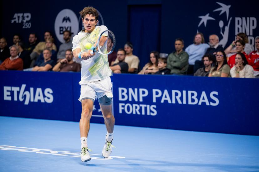 Belgian Gilles-Arnaud Bailly pictured in action during the European Open ATP tennis tournament in Brussels, on Wednesday 15 October 2025. This year's edition of the tournament is taking place from 12 to 19 October 2025. BELGA PHOTO JASPER JACOBS