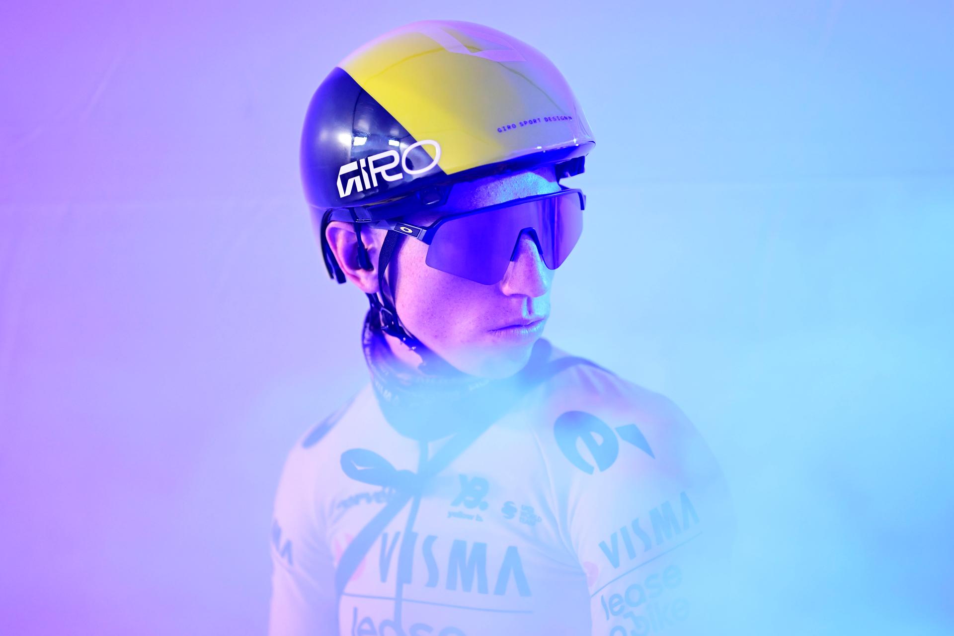 British James Matthew Brennan of Team Visma-Lease a Bike pictured at the team presentation of the 80th edition of the men's one-day cycling race Omloop Het Nieuwsblad (UCI World Tour), 197km from Gent to Ninove, Saturday 01 March 2025. BELGA PHOTO DIRK WAEM