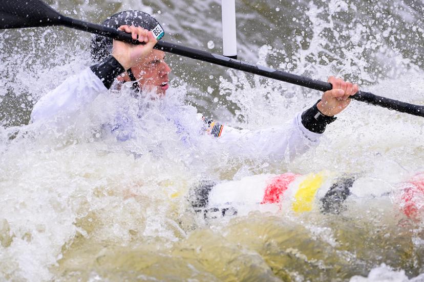 Belgian Canoe Slalom Athlete Gabriel De Coster pictured in action during the semi final of the Canoe Kayak slalom event at the European Games in Krakow, Poland on Saturday 01 July 2023. The 3rd European Games, informally known as Krakow-Malopolska 2023, is a scheduled international sporting event that will be held from 21 June to 02 July 2023 in Krakow and Malopolska, Poland. BELGA PHOTO LAURIE DIEFFEMBACQ
