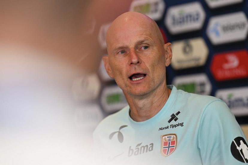 Norway's head coach Stale Solbakken gives a press conference in Montclair, New Jersey, on July, 6, 2026 during the 2026 World Cup football torunament.  MAURO PIMENTEL / AFP