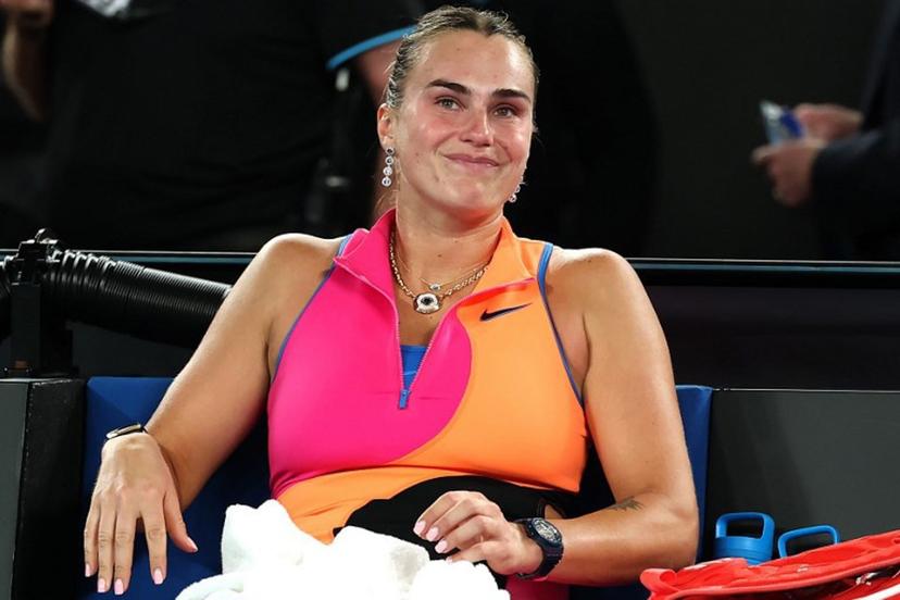 Belarus' Aryna Sabalenka reacts after her defeat against Kazakhstan's Elena Rybakina during their women's singles final match on day fourteen of the Australian Open tennis tournament in Melbourne on January 31, 2026.  Martin KEEP / AFP
