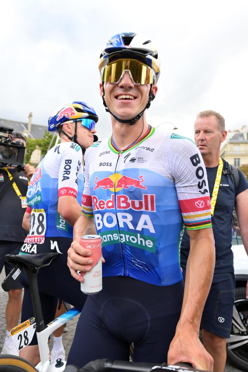 Belgian Remco Evenepoel of Red Bull-BORA-hansgrohe is pictured after stage 21 of the 2026 Tour de France cycling race, a stage of 130km from Thoiry to Paris Champs-Elysees , on Sunday 26 July 2026. The 113th edition of the Tour de France starts on Saturday 4 July in Barcelona, Spain, and will finish in Paris, France on the 26th of July. BELGA PHOTO DAVID PINTENS