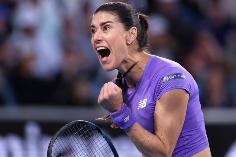 Romania's Sorana Cirstea reacts on a point to Japan's Naomi Osaka during their women's singles match on day five of the Australian Open tennis tournament in Melbourne on January 22, 2026.  Martin KEEP / AFP