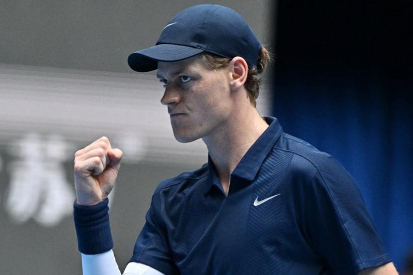 Italy's Jannik Sinner reacts on a point against USA's Learner Tien during their men's singles final match at the China Open tennis tournament in Beijing on October 1, 2025.  Pedro Pardo / AFP