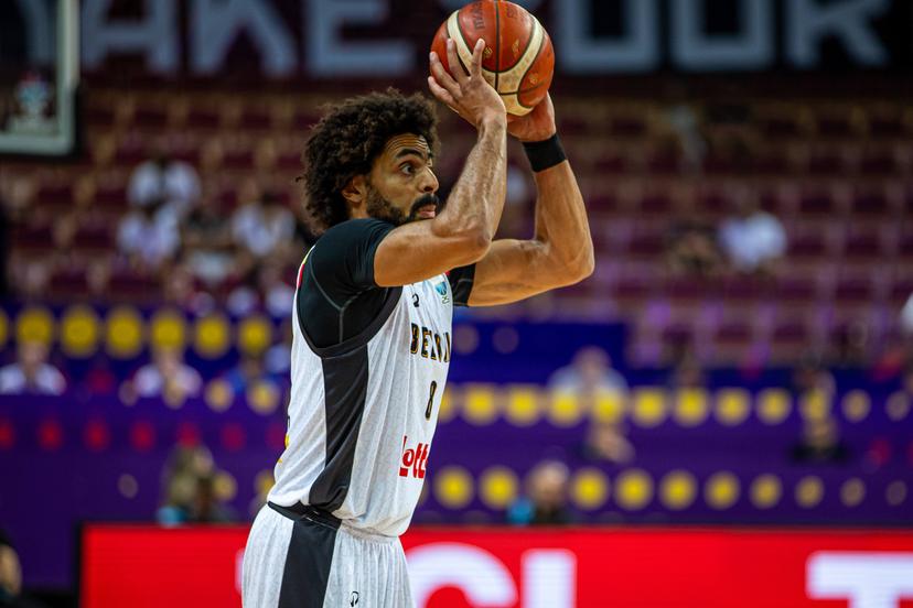 Belgium's Jean-Marc Mwema pictured in action during a basketball match between Belgium's national team Belgian Lions and Israel, Tuesday 02 September 2025 in Katowice, Poland, the fourth game of the group stage of the Eurobasket 2025 European championships, in the group D. BELGA PHOTO LUKASZ SKWIOT *** BELGIUM ONLY ***
