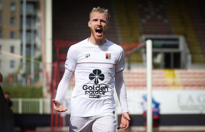 Rwdm's Gaetan Robail celebrates after scoring during a soccer game between RWDM Brussels and RFC Seraing, Sunday 14 September 2025 in Brussels, on day 5 of the 2025-2026 'Challenger Pro League' 1B second division of the Belgian championship. BELGA PHOTO VIRGINIE LEFOUR