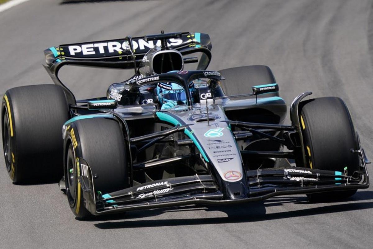 Mercedes' British driver George Russell races during the 2025 Formula 1 Grand Prix du Canada at Circuit Gilles-Villeneuve in Montreal, Canada, on June 15, 2025.   Geoff Robins / AFP