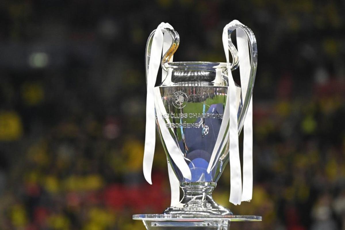 This photograph shows the trophy after the UEFA Champions League final football match between Borussia Dortmund and Real Madrid, at Wembley stadium, in London, on June 1, 2024.  INA FASSBENDER / AFP