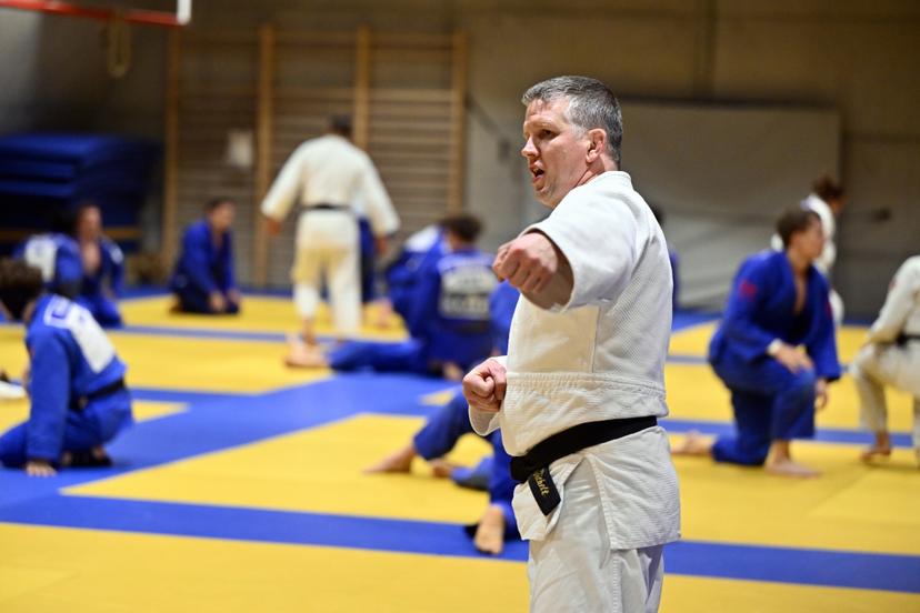 Belgian Dirk Van Tichelt pictured during a training session at a press moment of the Belgian selection for the upcoming European Championships judo, on Wednesday 08 April 2026 in Wilrijk. The euros are taking place in Tbilisi, Georgia from 16 to 19 april. BELGA PHOTO ERIC LALMAND