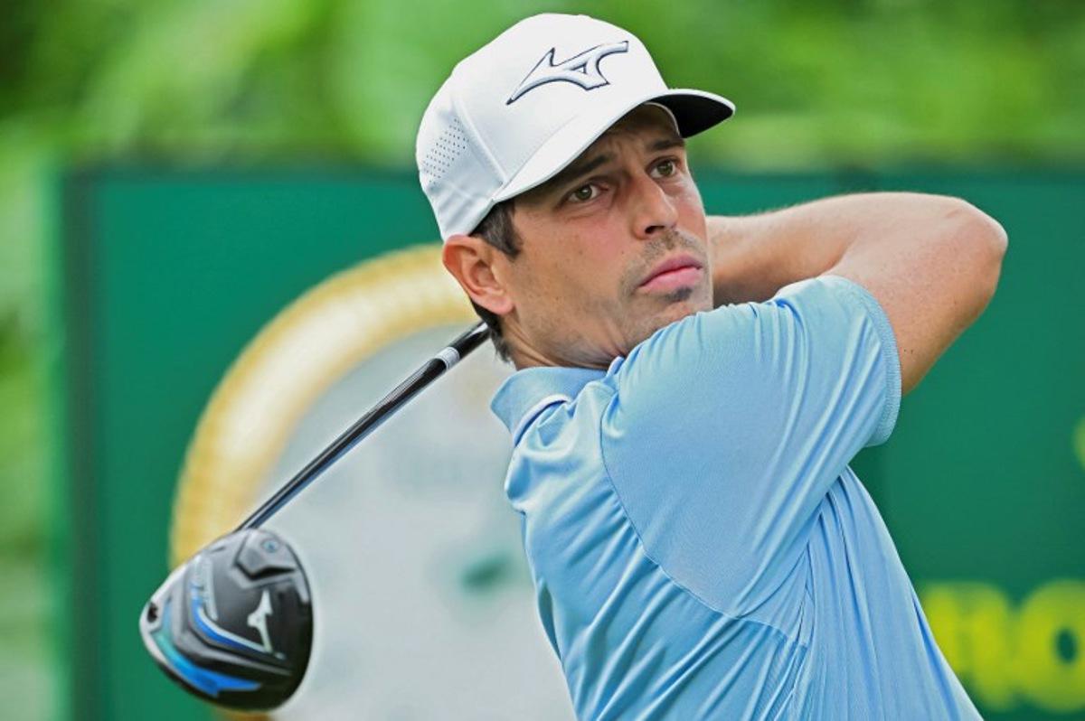 France's Adrien Saddier plays a shot during the second round of China Open Golf tournament in Shenzhen, in southern China's Guangdong province on May 3, 2024.  AFP