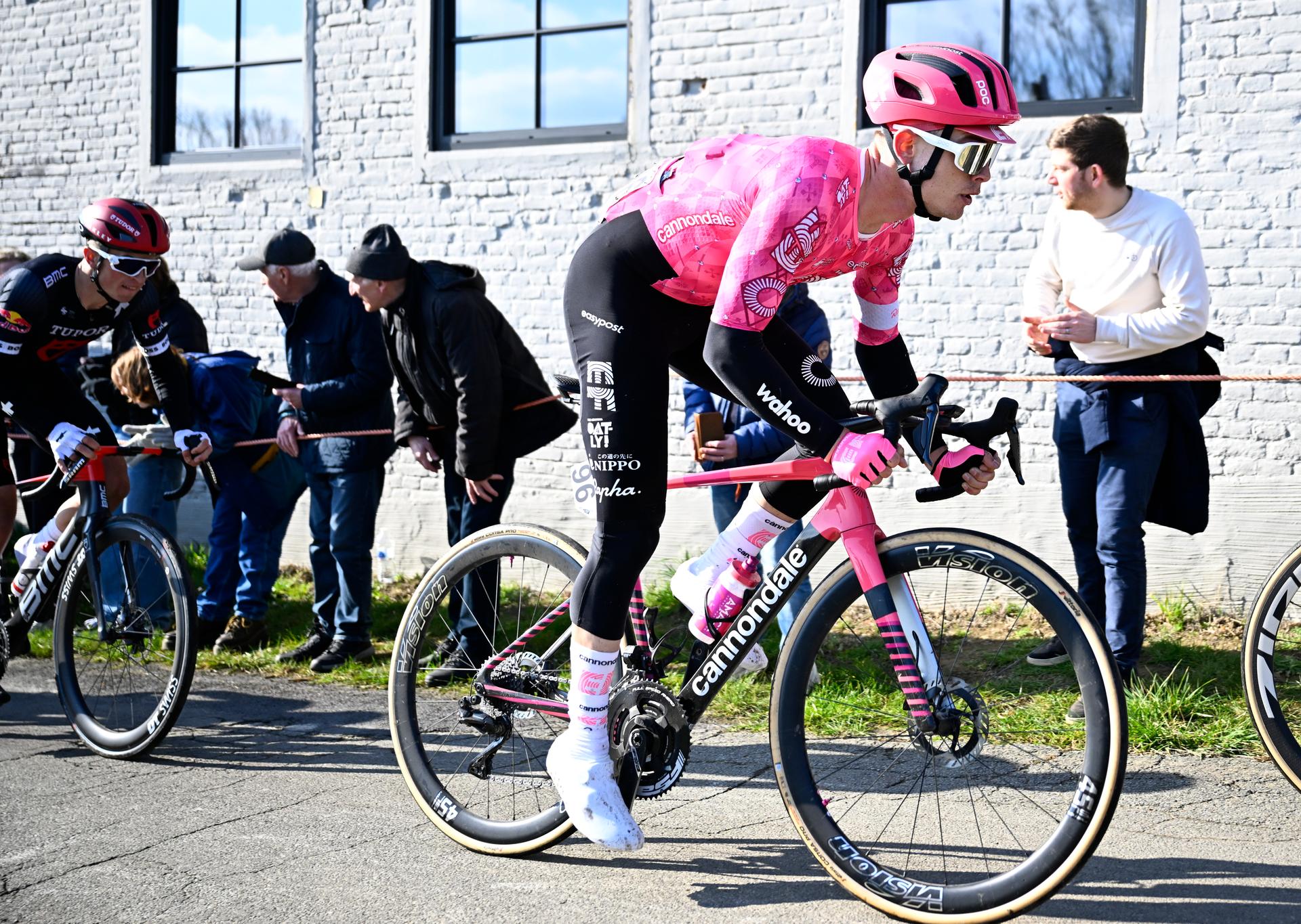 Dutch Marijn Van den Berg of EF Education-EasyPost pictured in action during the men's one-day cycling race Omloop Het Nieuwsblad (UCI World Tour), 197 km from Gent to Ninove, Saturday 01 March 2025. BELGA PHOTO JASPER JACOBS