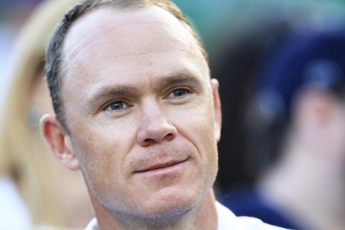 Kenyan-British cyclist Chris Froome looks on as he attends the Monte Carlo ATP Masters Series Tournament semi final tennis match between Norway's Casper Ruud and Serbia's Novak Djokovic on the Rainier III court at the Monte Carlo Country Club on April 13, 2024.  Valery HACHE / AFP