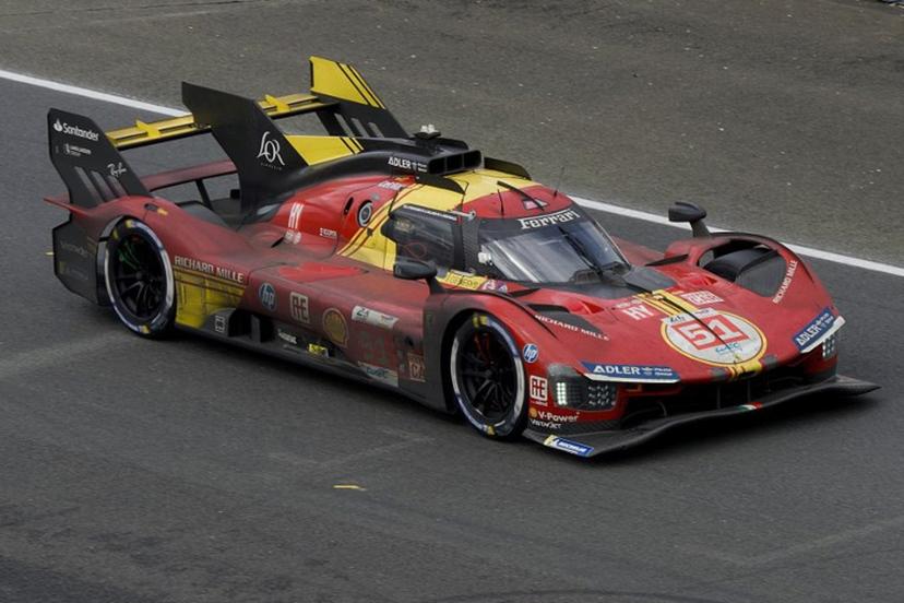Italian driver Antonio Giovinazzi steers the Ferrari 499P during Le Mans 24-hours endurance race in Le Mans, western France, on June 16, 2024.   GUILLAUME SOUVANT / AFP