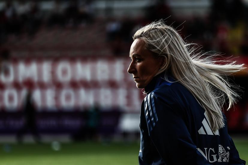 Belgium's head coach Elisabet Gunnarsdottir pictured at the start of a friendly soccer game between the national teams of Belgium (Red Flames) and Greece, on Thursday 26 June 2025 in Brussels. The Flames are preparing for the UEFA Women's Euro 2025 tournament, starting next week. BELGA PHOTO BRUNO FAHY