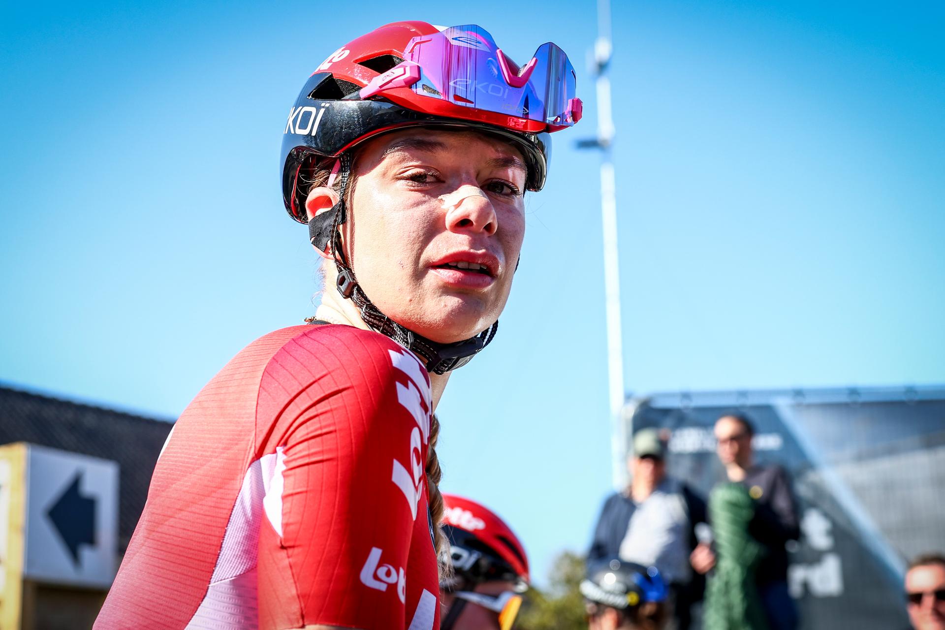 Belgian Mieke Docx of Lotto Ladies pictured after the 'Nokere Koerse' one day cycling race for women elite, 134km from Deinze to Nokere, on Wednesday 19 March 2025. BELGA PHOTO DAVID PINTENS