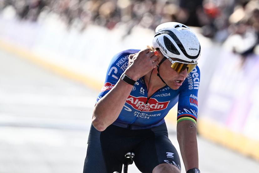 Dutch Mathieu van der Poel of Alpecin-Premier Tech crosses the finish line of the men's race of the 'Ronde van Vlaanderen/ Tour des Flandres/ Tour of Flanders' UCI WorldTour one day cycling race, 278 km from Antwerp to Oudenaarde, Sunday 05 April 2026. BELGA PHOTO ERIC LALMAND