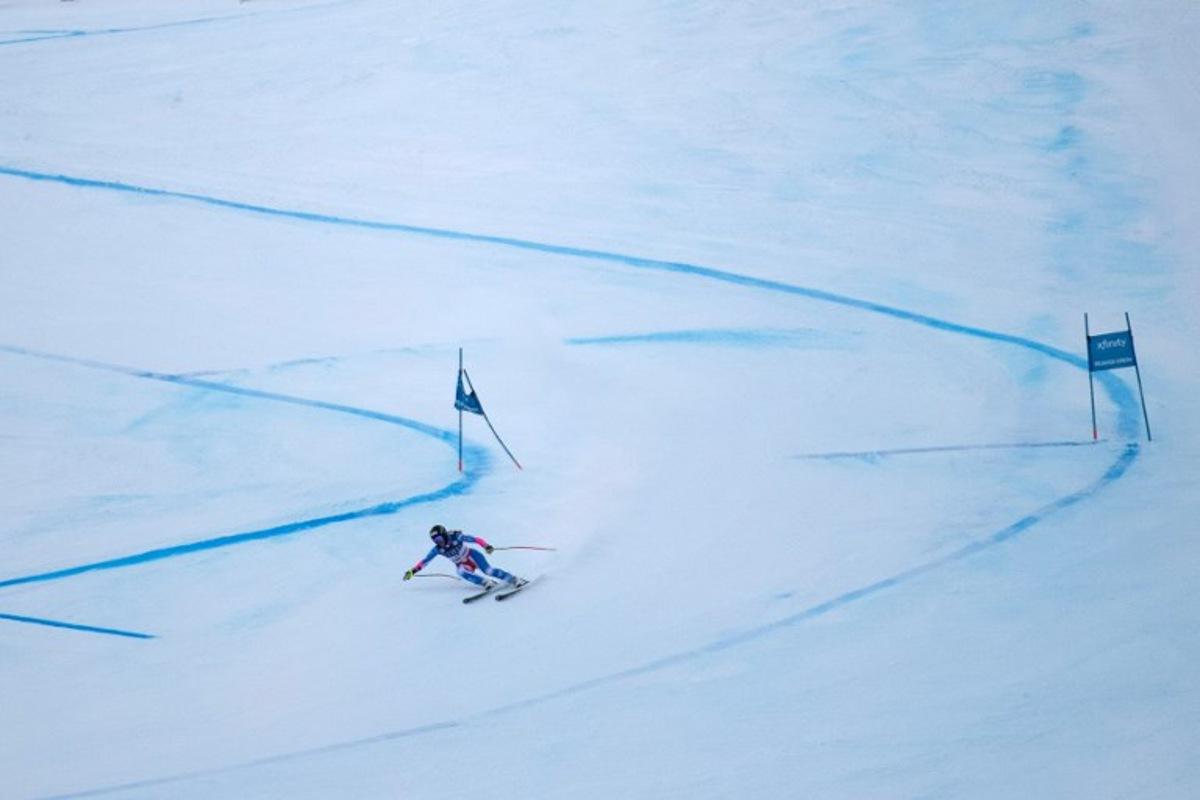 Laura Gauche of France races during the in the Audi FIS Alpine Ski World Cup Women's Super G race in Beaver Creek, Colorado, on December 15, 2024.   Jason Connolly / AFP