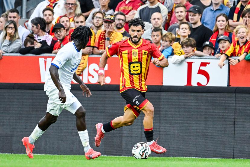 Mechelen's Halil Ozdemir pictured in action during a soccer match between KV Mechelen and KAA Gent, Saturday 16 August 2025 in Mechelen, on day 4 of the 2025-2026 'Jupiler Pro League' first division of the Belgian championship. BELGA PHOTO TOM GOYVAERTS
