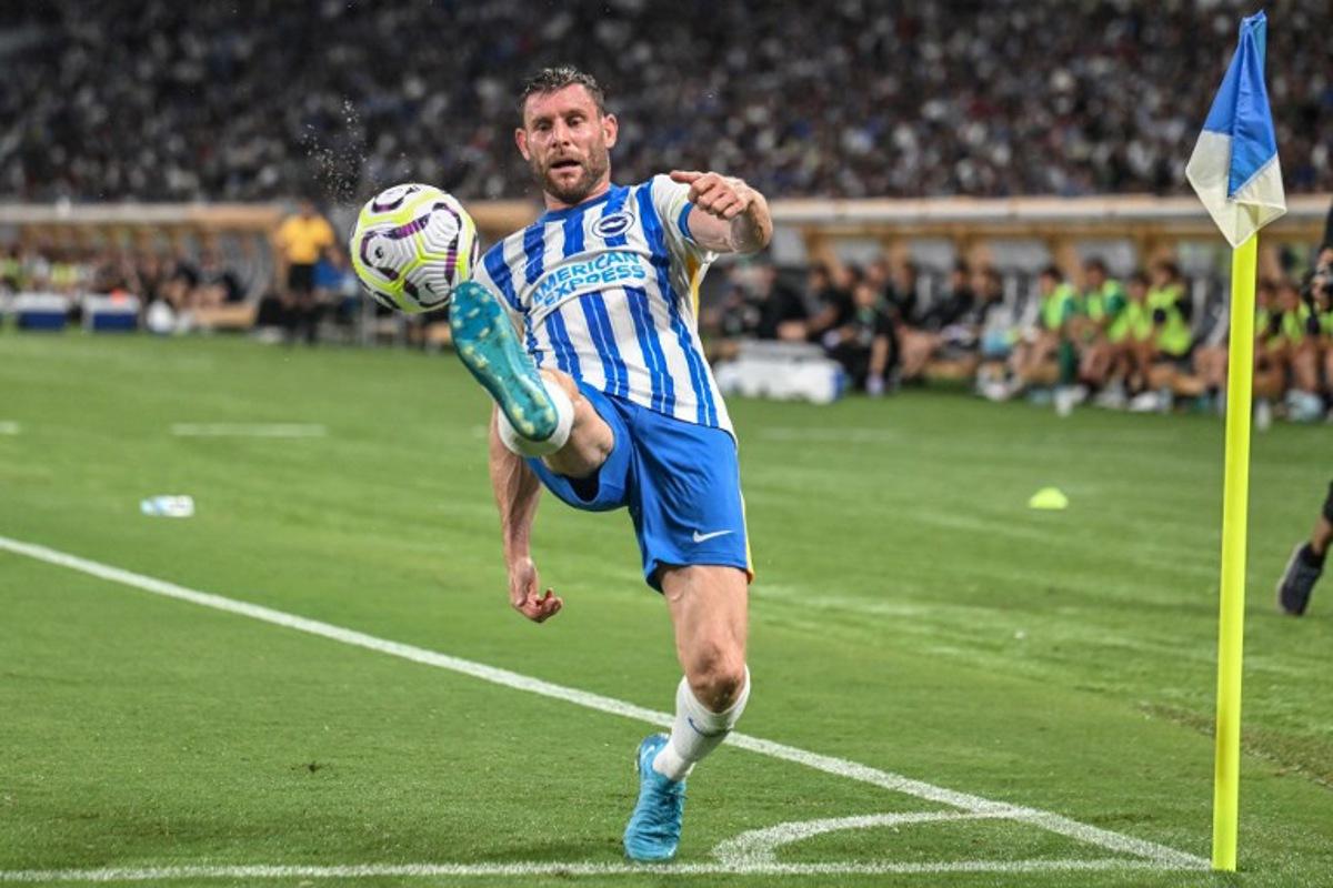 Brighton's midfielder James Milner controls the ball during an international club friendly football match between Brighton and Hove Albion FC and Kashima antlers FC at the Japan National Stadium in Tokyo on July 24, 2024.  Yuichi YAMAZAKI / AFP