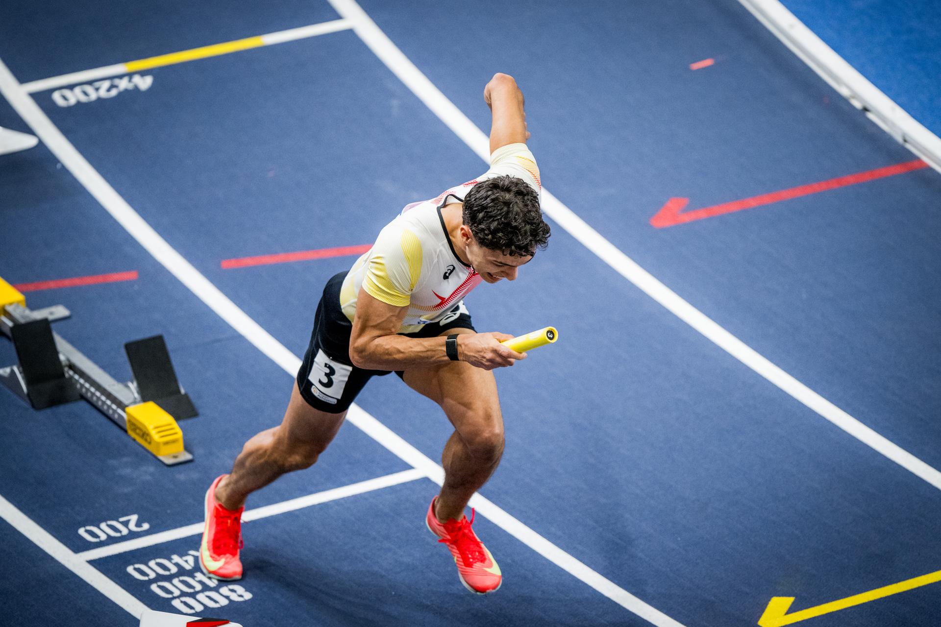 Belgian Jonathan Sacoor pictured in action during the second day of the World Athletics Indoor Championship in Torun, Poland on Saturday 21 March 2026. The championships take place from 20 to 22 March. BELGA PHOTO JASPER JACOBS