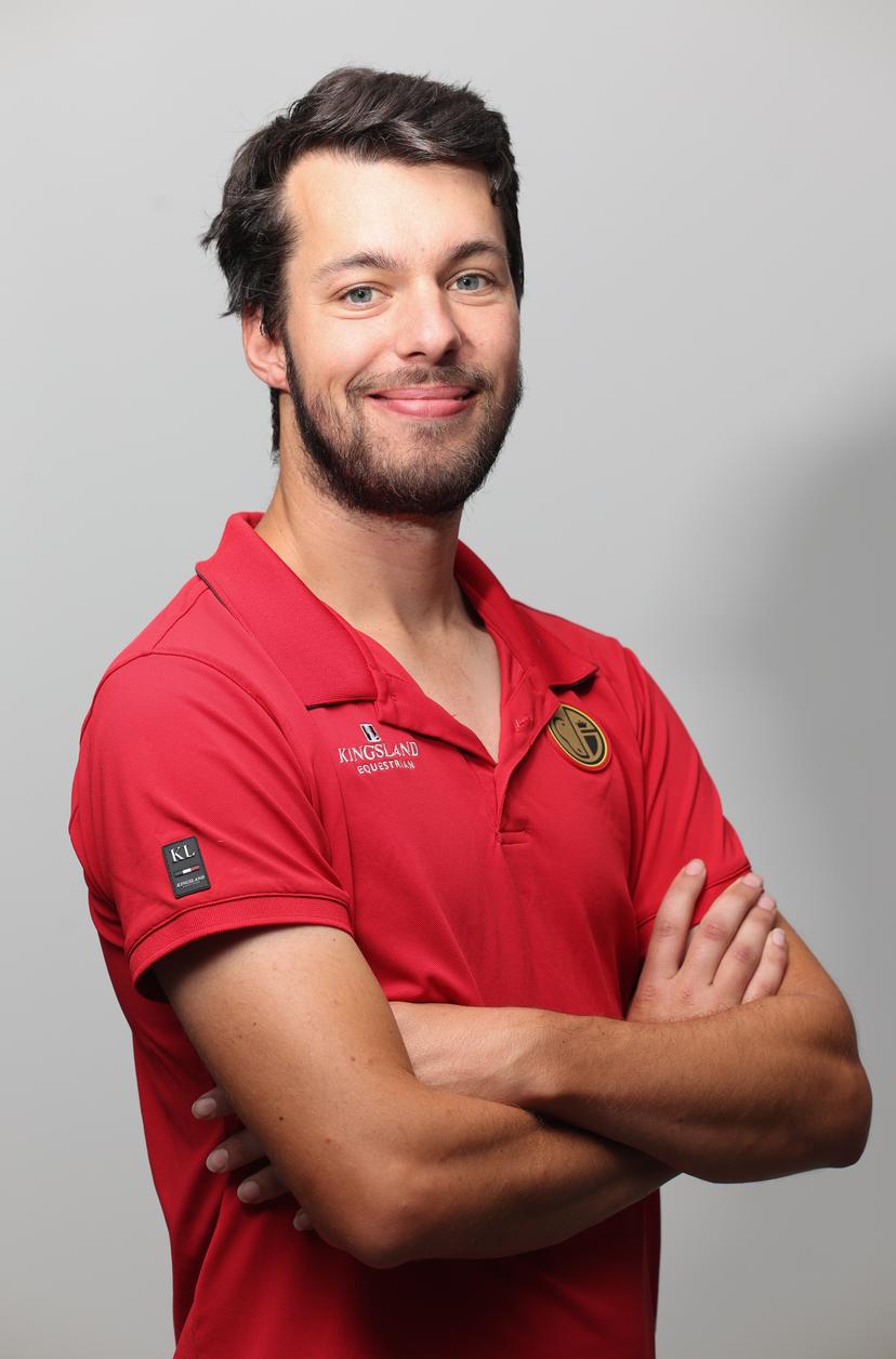 Belgian Senne Vervaecke pictured during a press moment of the 'Red Musketeers' riders that will compete at the upcoming World Championships, on Monday 27 July 2026 in Zaventem. The FEI World Championships will take place in Aachen, Germany from 11 to 23 August. BELGA PHOTO VIRGINIE LEFOUR