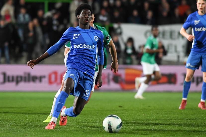 Genk's Ali Camara pictured in action during a soccer match between Lommel SK and Jong Genk, Saturday 05 April 2025 in Lommel, on day 28 of the 2024-2025 'Challenger Pro League' 1B second division of the Belgian championship. BELGA PHOTO JILL DELSAUX