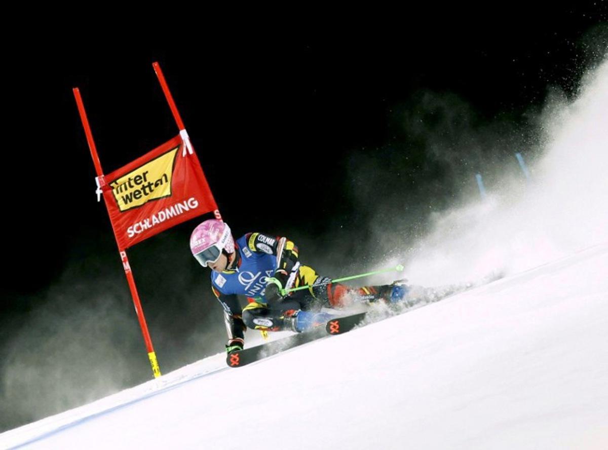 Belgium's Sam Maes competes during the first run of the men's Giant Slalom event of FIS Alpine Skiing World Cup in Schladming, Austria, on January 27, 2026.  ERWIN SCHERIAU / APA / AFP
