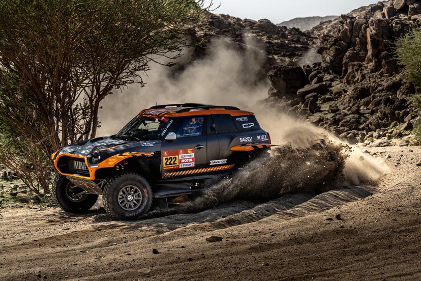 ATTENTION EDITORS - HAND OUT PICTURES - EDITORIAL USE ONLY - MANDATORY CREDIT:  'SIMON BAUCHAU'  Hand out picture released by Eric Dupain shows Mathieu Baumel and Guillaume de Mevius at at the prologue of the 2026 Dakar rally race in Yanbu, Saoudi Arabia on Saturday 03 January 2026.  *** Belga and Belga Editorial Board decline all responsibility regarding the content of this picture. *** PHOTO HAND OUT - SIMON BAUCHAU