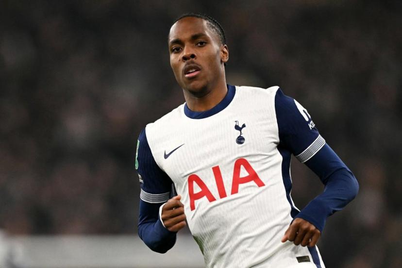 Tottenham Hotspur's French striker #11 Mathys Tel looks on during the English League Cup semi-final second leg football match between Liverpool and Tottenham Hotspur at Anfield in Liverpool, north west England on February 6, 2025.  Oli SCARFF / AFP