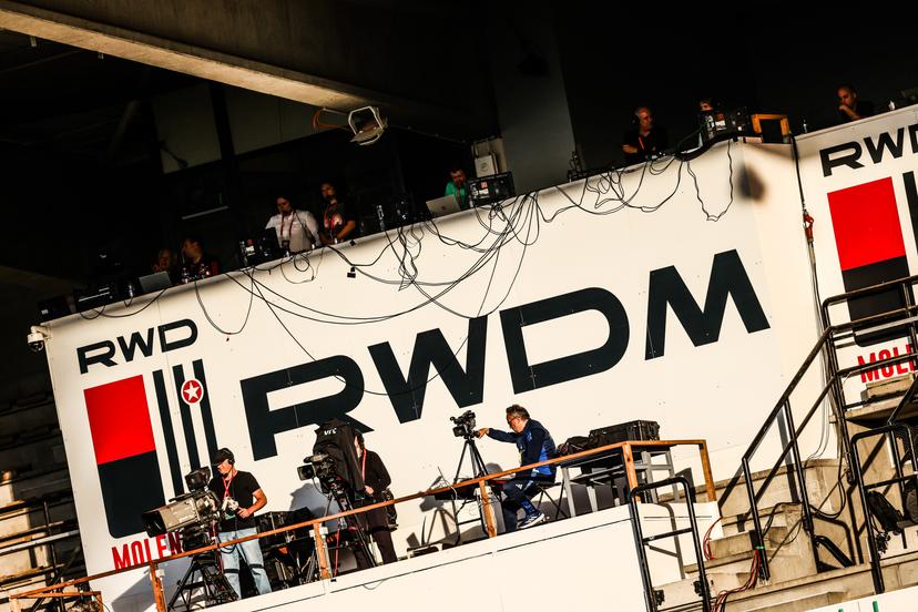 The RWDM/ RWD Molenbeek logo pictured ahead of a friendly soccer game between the national teams of Belgium (Red Flames) and Greece, on Thursday 26 June 2025 in Brussels. The Flames are preparing for the UEFA Women's Euro 2025 tournament, starting next week. BELGA PHOTO BRUNO FAHY