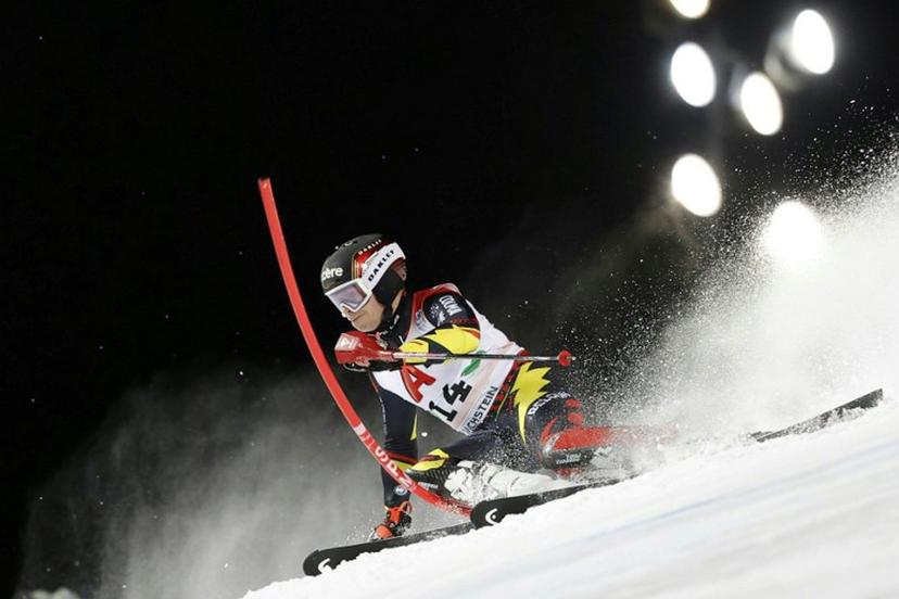 Belgium's Armand Marchant competes during the first run of the men's Slalom event of FIS Alpine Skiing World Cup in Schladming, Austria, on January 28, 2026.  ERWIN SCHERIAU / APA / AFP