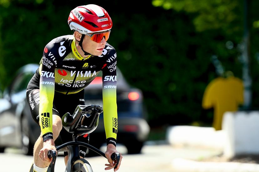 Danish Jonas Vingegaard Hansen of Team Visma-Lease a Bike pictured in action during a training ahead of the 2025 Tour de France cycling race, in Lille, France, on Thursday 03 July 2025. The 112th edition of the Tour de France starts on Saturday 5 July in Lille, France, and will finish in Paris, France on the 27th of July. BELGA PHOTO DAVID PINTENS