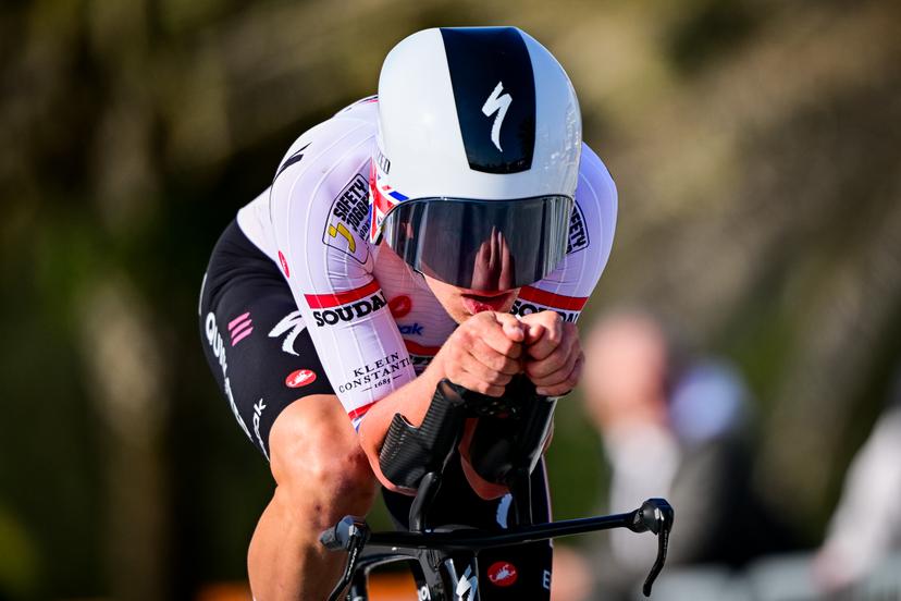 British Ethan Hayter of Soudal Quick-Step pictured in action during the first stage of the Tirreno-Adriatico cycling race, a 11,5km individual time trial in Lido di Camaiore, Italy, Monday 09 March 2026. BELGA PHOTO DIRK WAEM