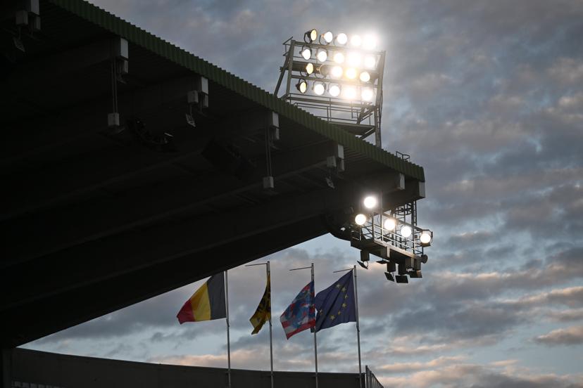 Illustration picture showing stadium lights taken during a soccer match between Cercle Brugge and STVV, Sunday 29 September 2024 in Bruges, on day 9 of the 2024-2025 'Challenger Pro League' 1B second division of the Belgian championship. BELGA PHOTO MAARTEN STRAETEMANS