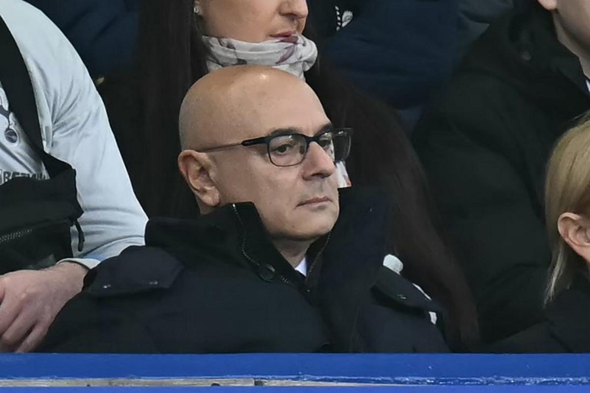 Tottenham Hotspur's English chairman Daniel Levy looks on during the English Premier League football match between Everton and Tottenham Hotspur at Goodison Park in Liverpool, north west England on January 19, 2025.  Paul ELLIS / AFP