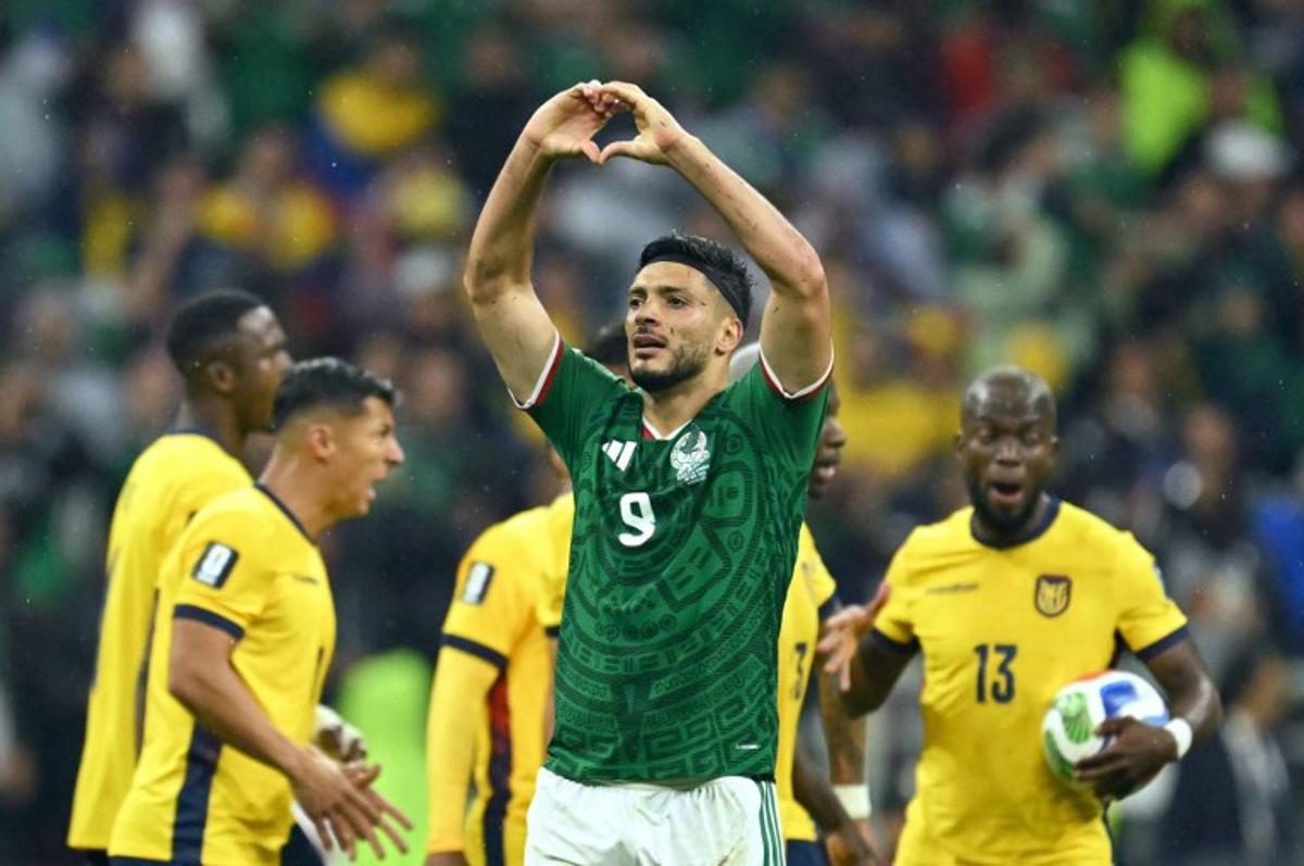 Mexico's forward #09 Raul Jimenez celebrates scoring his team's second goal during the 2026 World Cup round of 32 football match between Mexico and Ecuador at the Mexico City Stadium in Mexico City on June 30, 2026.   Yuri CORTEZ / AFP