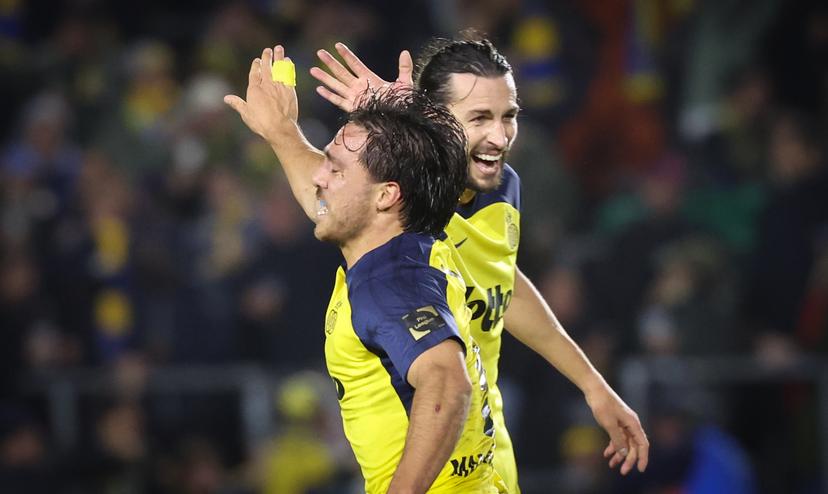 Union's Kevin Mac Allister celebrates after scoring during a soccer match between Royale Union Saint-Gilloise and KAA Gent, Saturday 06 December 2025 in Brussels, on day 17 of the 2025-2026 'Jupiler Pro League' first division of the Belgian championship. BELGA PHOTO VIRGINIE LEFOUR
