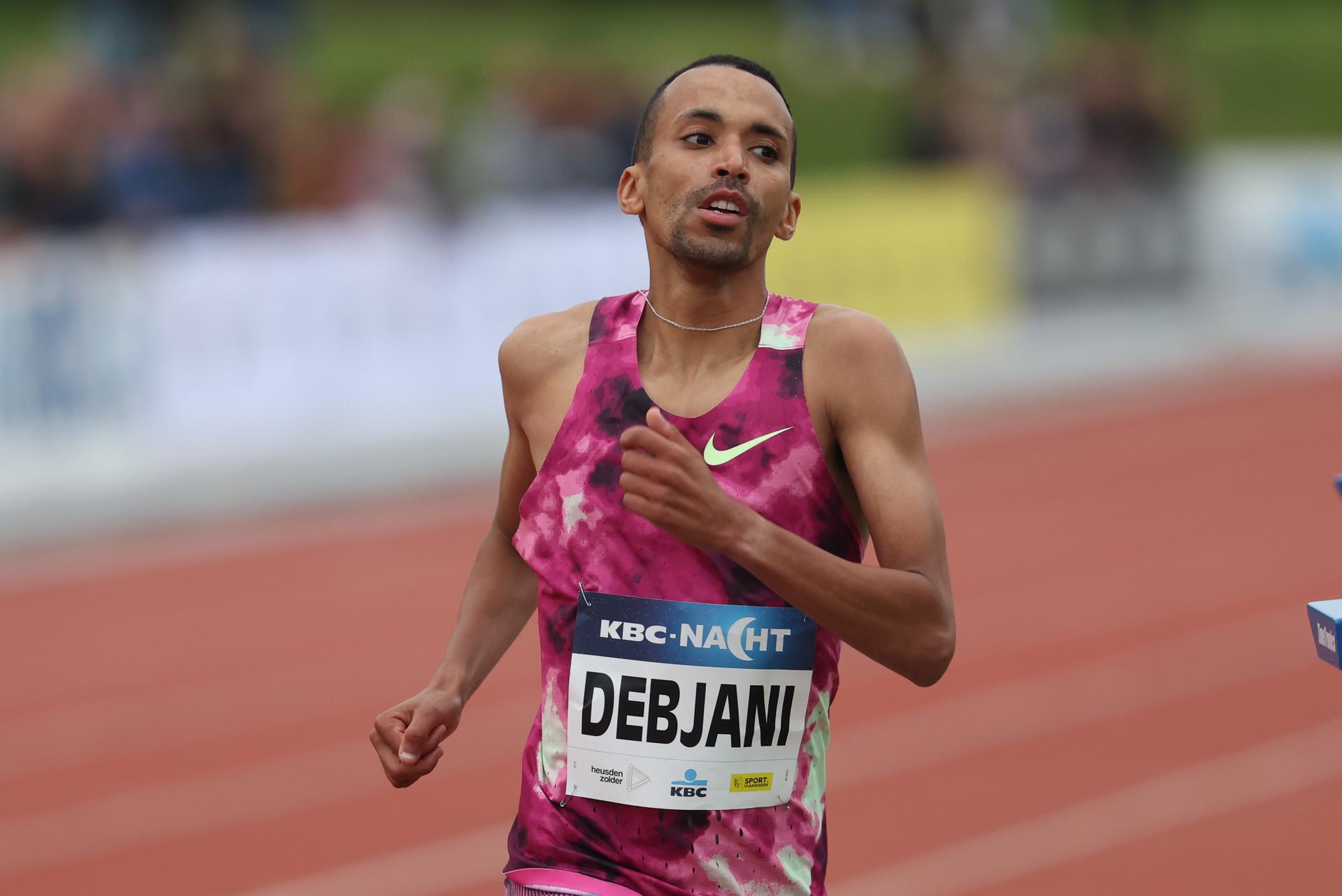 Belgian Ismael Debjani pictured in action during the 1500m race, at the 'Nacht van de Atletiek' athletics meeting in Heusden-Zolder, Saturday 15 June 2024.  BELGA PHOTO VIRGINIE LEFOUR