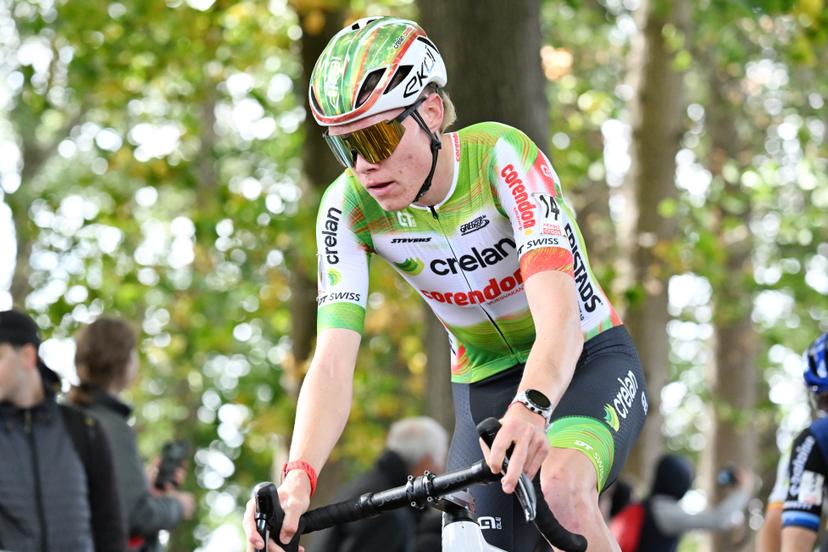 Belgian Witse Meeussen pictured in action during the men's elite race of the Exact Cross, stage 1 (out of 7) in the Exact Cross cyclocross competition, in Meulebeke, on Saturday 04 October 2025. BELGA PHOTO MAARTEN STRAETEMANS